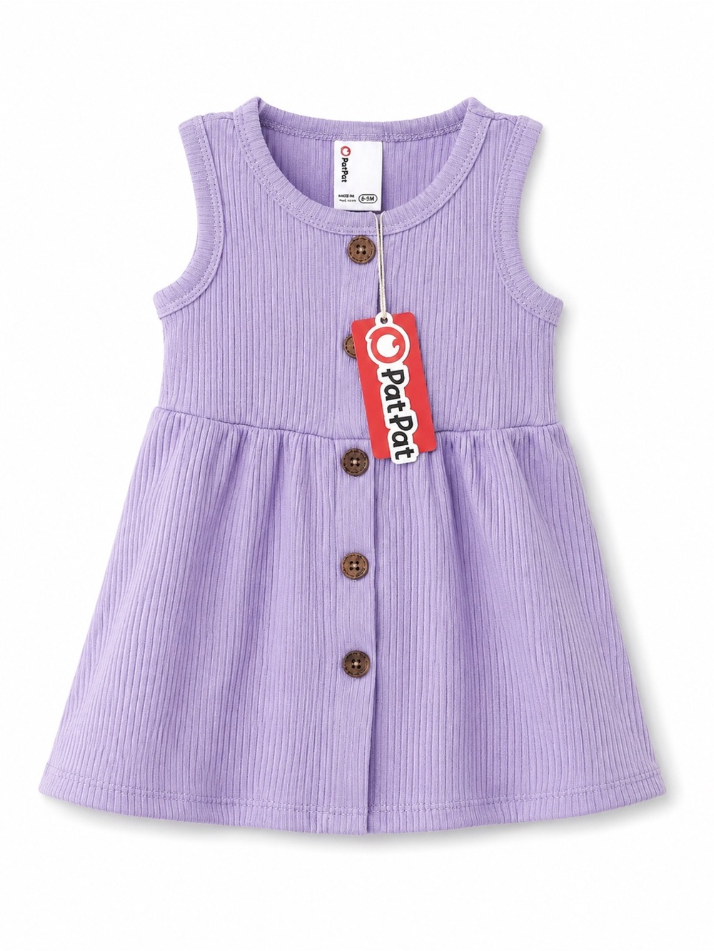 PatPat Lilac Ribbed Button-Front Tank Dress for Girls